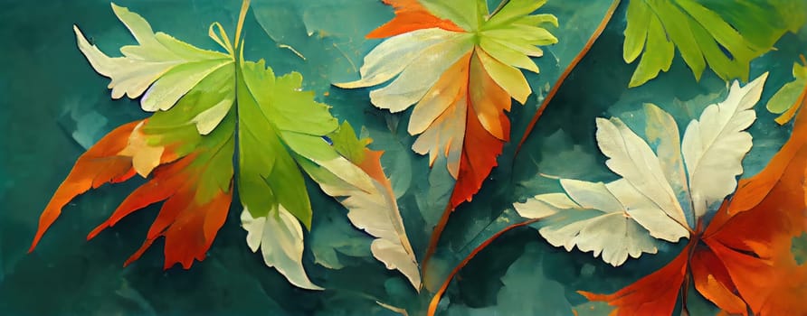 Leaves drawn in watercolor style. Generative AI design