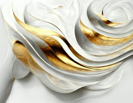 Abstract white golden grunge wavy background. Generative AI design