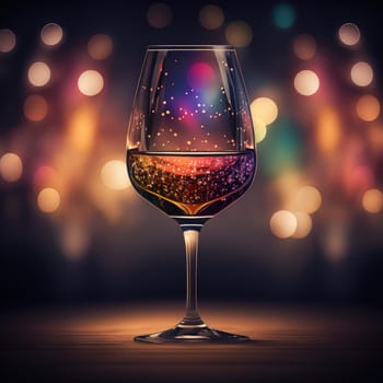 Sparkling wine in a glass on the bokeh background. Generative AI design