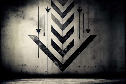 Black arrows on grey concrete wall. Generative AI drawing