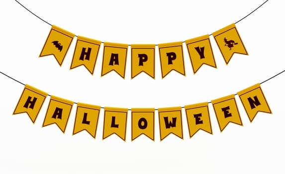 Happy Halloween flags isolated on white background. 3D illustration.