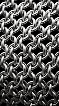 background closeup metal silver mesh under white light.Monochrome. Generative AI