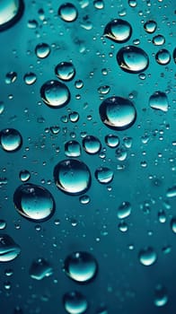 Abstract macro of water drops over blue background. Generative AI