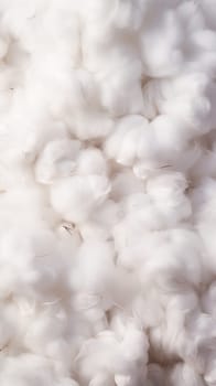 background with soft white cotton scattered over a flawless white surface. macro.Generative AI