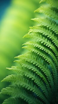 fern leaf bathed in gentle morning light on a blurred background. Abstract background with fern pattern.Generative AI