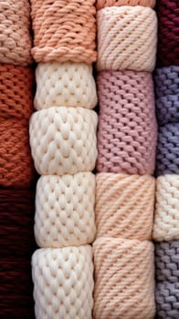 Abstract background. Knitted pattern, handmade texture, soft cozy knitted product in pastel colors. background or wallpaper.Generative AI