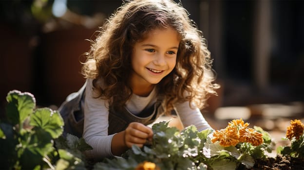 attractive young woman and her daughter working in the field on a vegetable garden or family farm.Working on the land. Generative AI