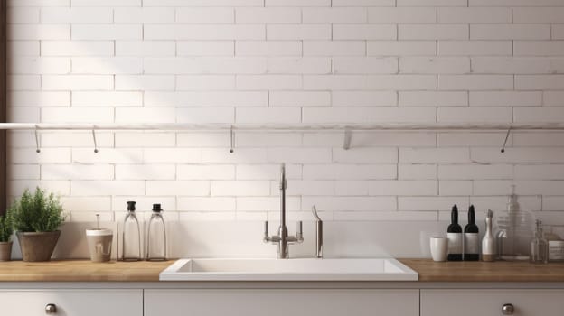 Interior of a modern kitchenette in bright colours. artificial art