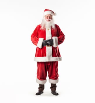 Studio Shot from laughing Santa Clause with Eye Glasses on white Background. artificial art