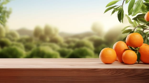 Mediterranean concept with juicy oranges and copyspace. artificial art