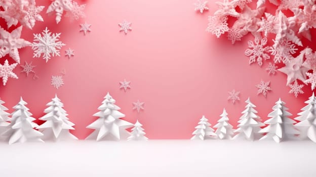 Pink christmas holiday stars background in red, pink and bright colours. Winter theme wallpaper. Artificial Art