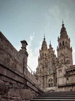 Santiago de Compostela, Spain, September 11th 2023: View on the cathedral or basilica of Santiago de Compostela in Galicia, Spain