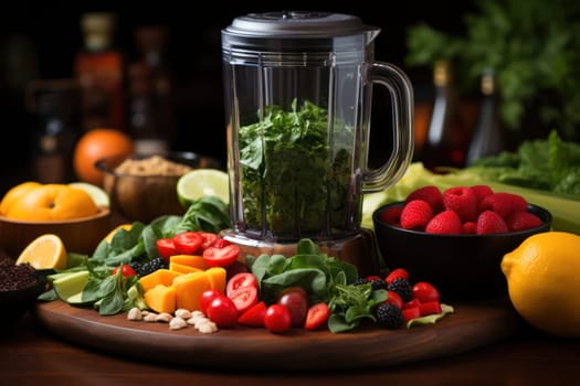 blender for organic fruits and vegetables. Detox diet concept Proper nutrition and self-care.Generative AI