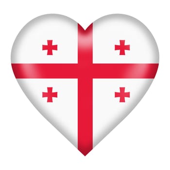 A Georgia flag heart button isolated on white with clipping path 3d illustration