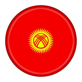 A Kyrgyzstan flag button 3d illustration with clipping path