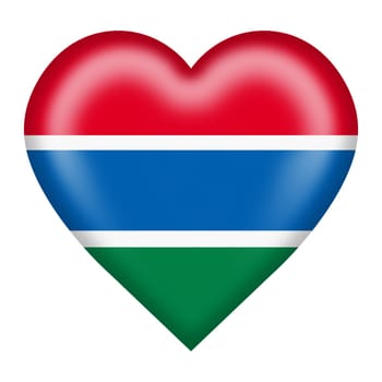A Gambia flag heart button isolated on white with clipping path 3d illustration