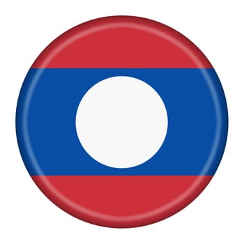 A Laos flag button 3d illustration with clipping path
