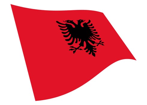 An Albania waving flag graphic isolated on white with clipping path