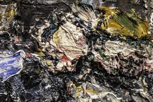 Texture and relief detail of oil painting on a canvas