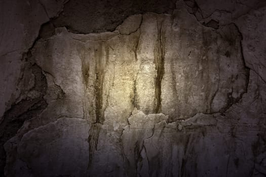 Detail of old ruined cement wall