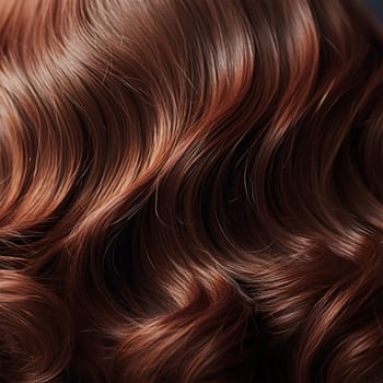 closeup image of wavy long brown hair with rich texture. content for beauty salons and publications in social networks and magazines