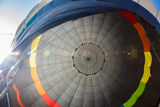 Hot air inflated balloon dome. Interior view