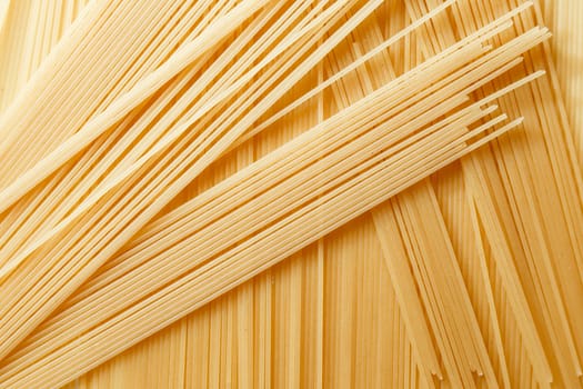 Close up view of dry spaghetti.