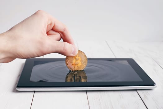 Bitcoin mining and cashing out concept