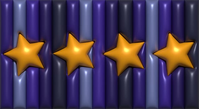 Blue inflatable stripes and yellow stars, 3D rendering illustration