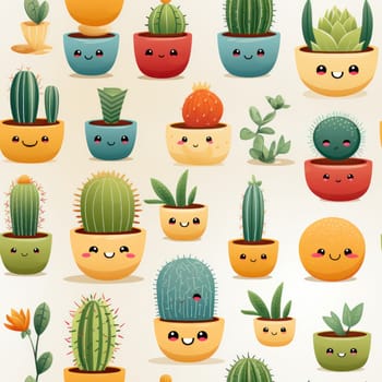 seamless pattern Home plants in pots on a light background .