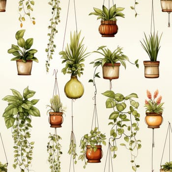 seamless pattern Home plants in pots on a light background .