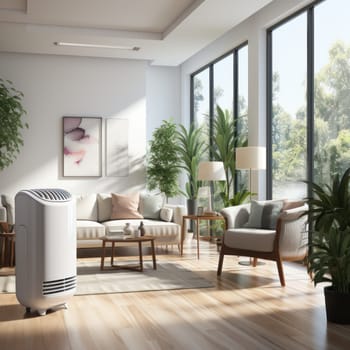 air conditioner electronic device in the bright space of the house. device for cooling or heating air.