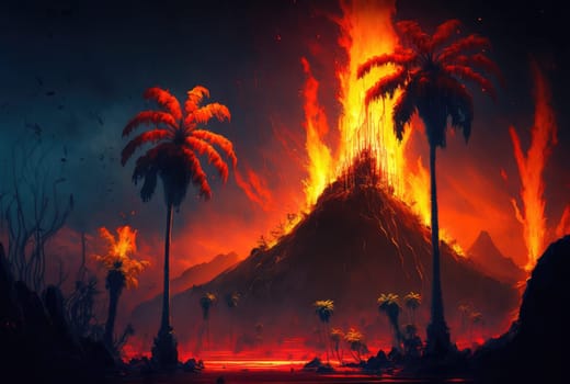 Volcanic eruption. Generative AI drawing