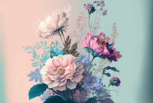 Watercolor flowers bouquet. Generative AI design