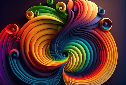 Rainbow wavy spiral background abstract background. Generative AI design