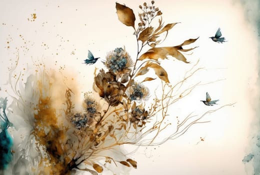 Floral watercolor abstract background. Generative AI design