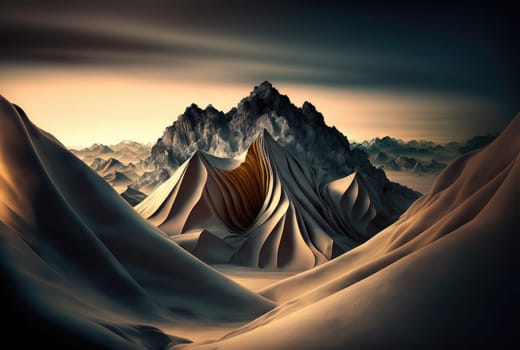 Abstract concept landscape, silk and paper material style.. Generative AI design