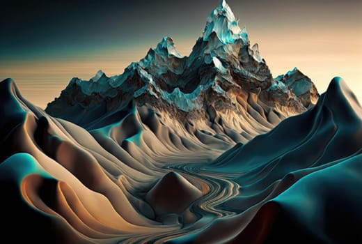 Abstract concept landscape, silk and paper material style.. Generative AI design