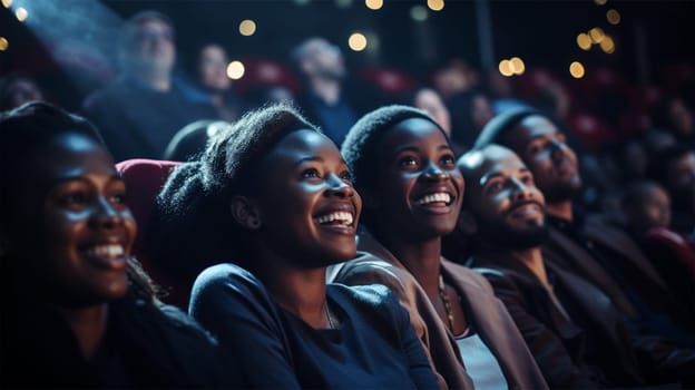 moviegoers In Cinema Watching Comedy Film.