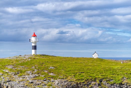 Borhella lighthouse on the westcoast of Andoya, Lofoten islands in Norway