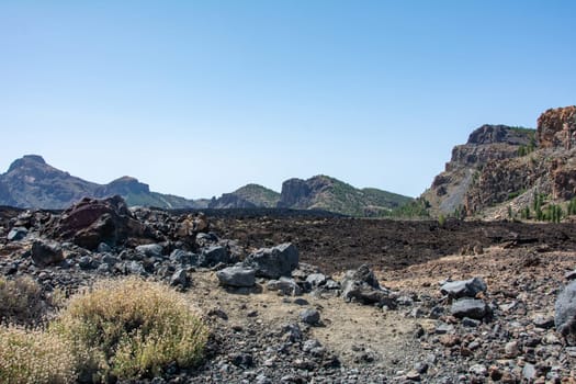 Volcanic landscape in El Teide National Park on the Canary Island of Tenerife, Spain