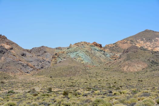 Volcanic landscape in El Teide National Park on the Canary Island of Tenerife, Spain