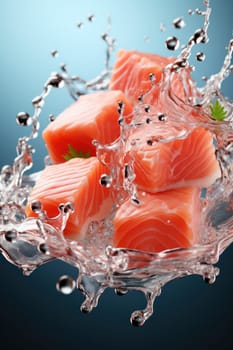 red fish fillet in a splash of spring water, freshness and high quality product.