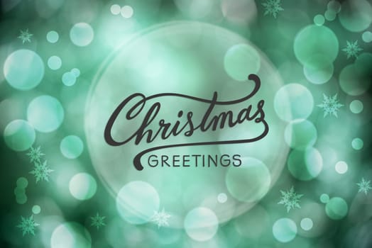 Shiny Blurry Turquoise Christmas Background With Bokeh And Text Christmas Greetings