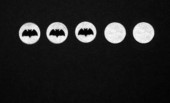Black Halloween Background With White Dots With Bats and Copyspace
