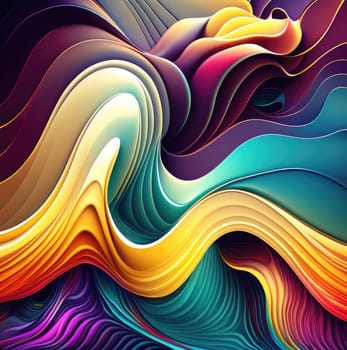 Colorful abstract waves. Generative AI drawing