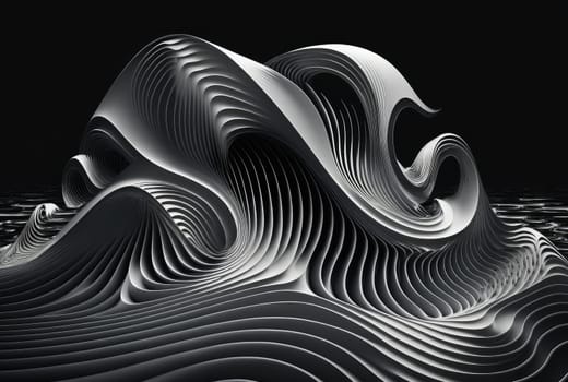 Black abstract smooth waves background. Generative AI drawing