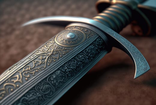 Ancient sword closeup. Generative AI design