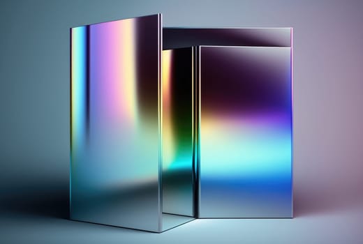 Holographic chromatic geometric abstract background. Generative AI design