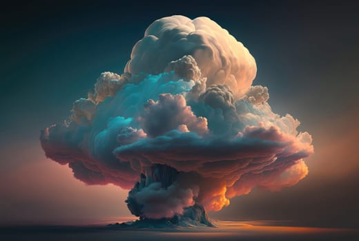 Huge cloud over the mountain. Generative AI drawing